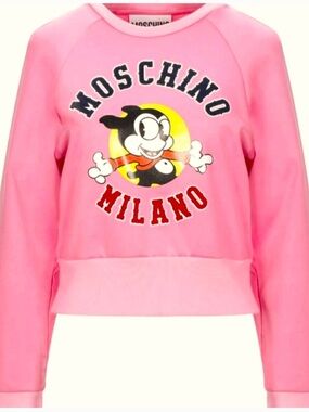 Moschino Italy Pink Logo Graphic Crewneck Sweatshirt BWT Retail $390 NWT